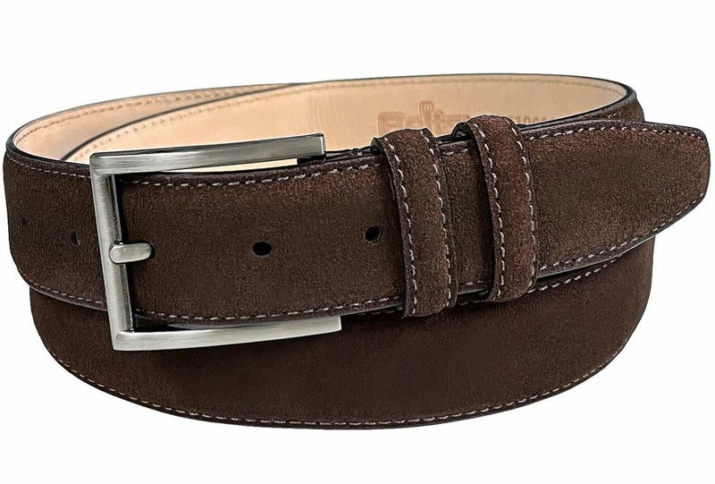 Belts.com 19000 Men's Suede Belt Genuine Leather Casual Dress Belt 1-3/8"(35mm) Wide (Brown, 34) - Image 1